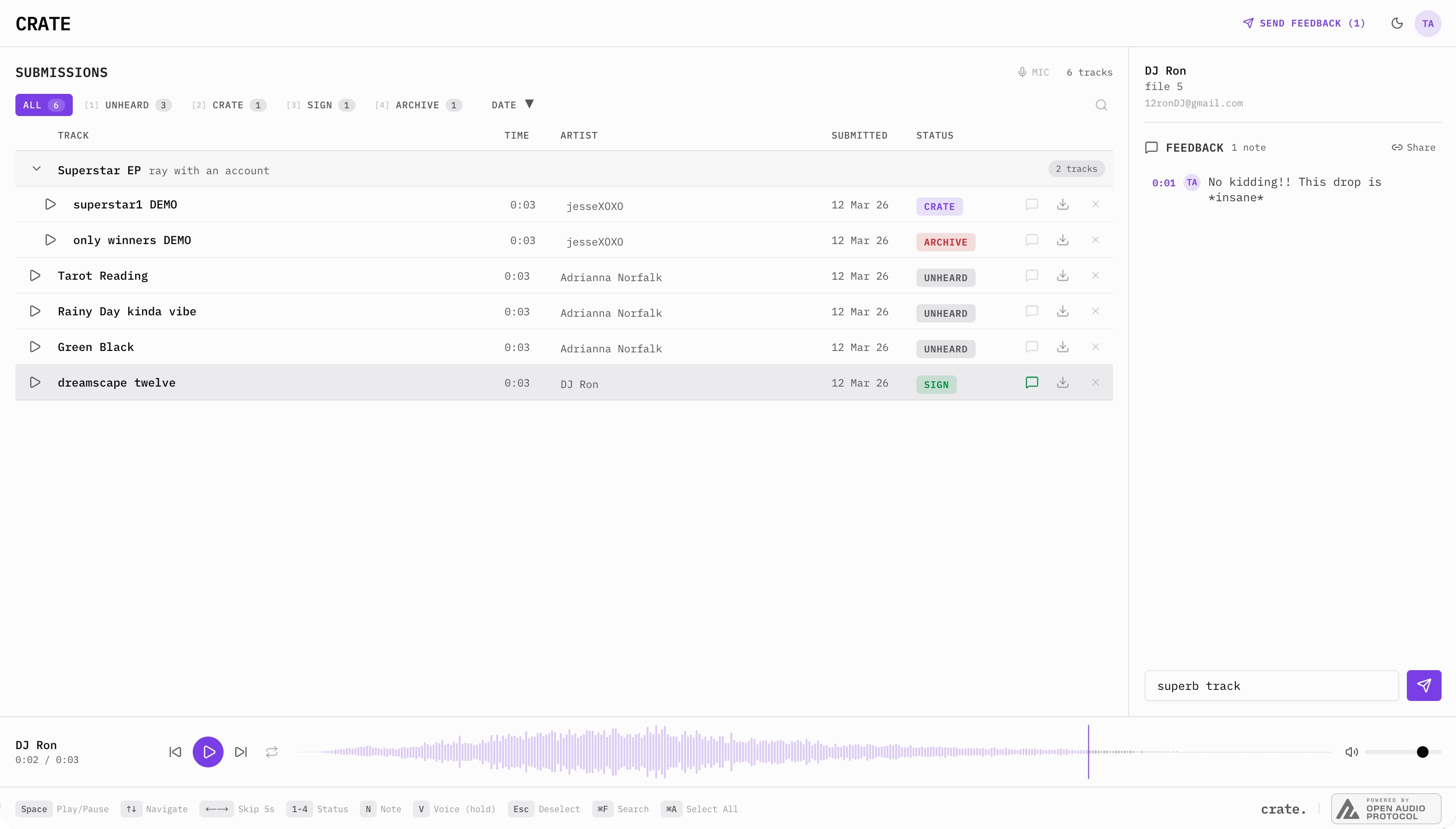Crate workflow UI